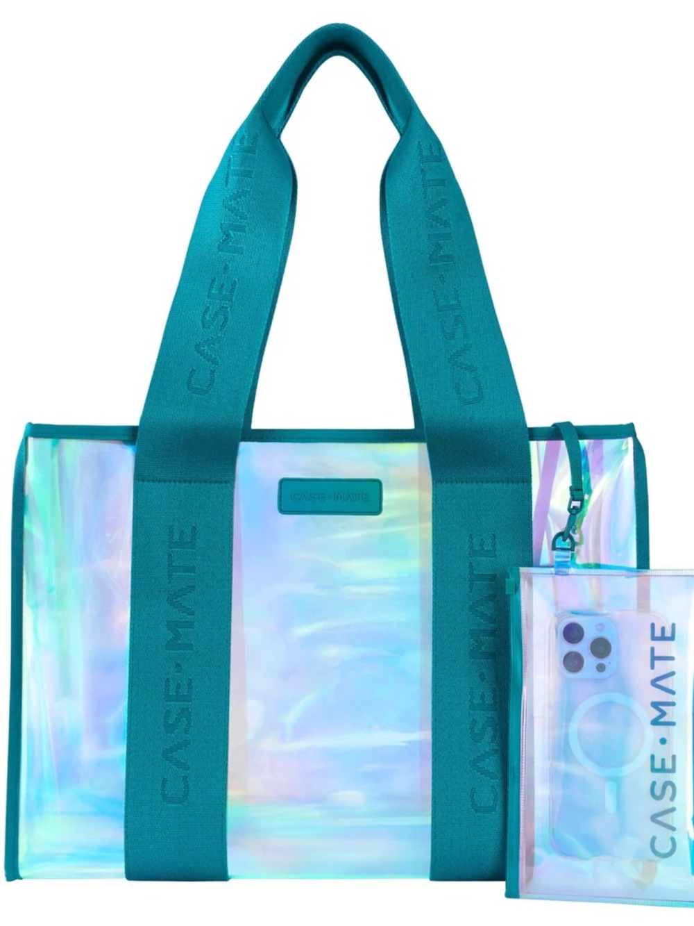 CASE-MATE  Emerald Blue Iridescent Holographic Jelly Tote